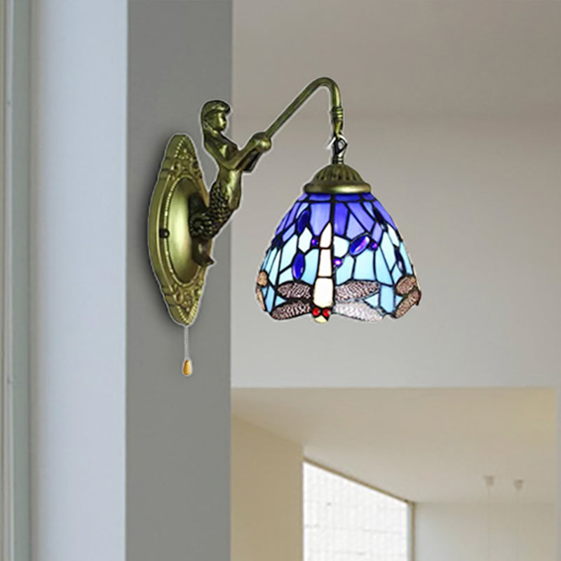 BowLift | Lodge Style Dragonfly Wall Mount Light Woven Glass Multicolor Wall Lamp Lighting