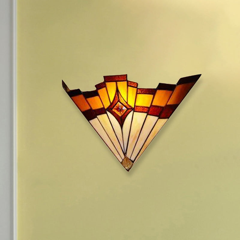 BowLift | Mission Style Triangle Wall Lamp Etched Glass 1 Light Indoor Wall Lighting for Hall