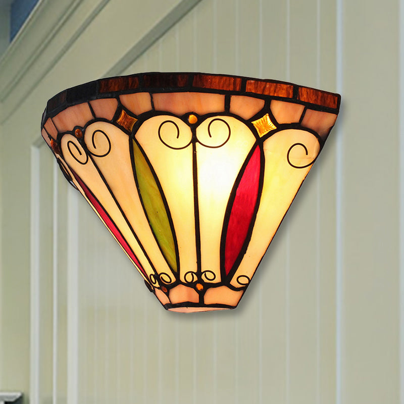BowLift | 2 Light Mini Wall Lamp with Bowl Shade Stained Glass Vintage Wall Lamp in Multicolor