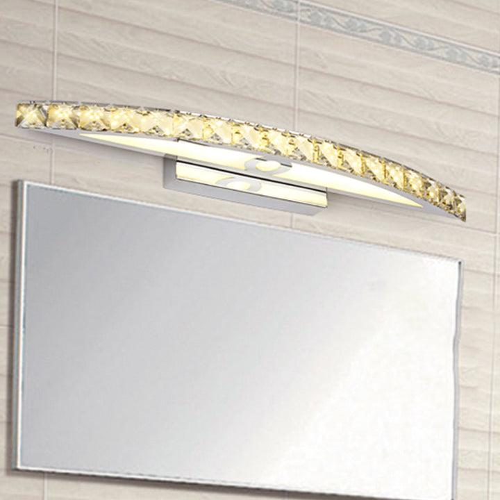 BowLift | Flared Vanity Lighting Modern Style Clear/Champagne Crystal 17"/21" W LED Wall Lamp, Warm/White Light