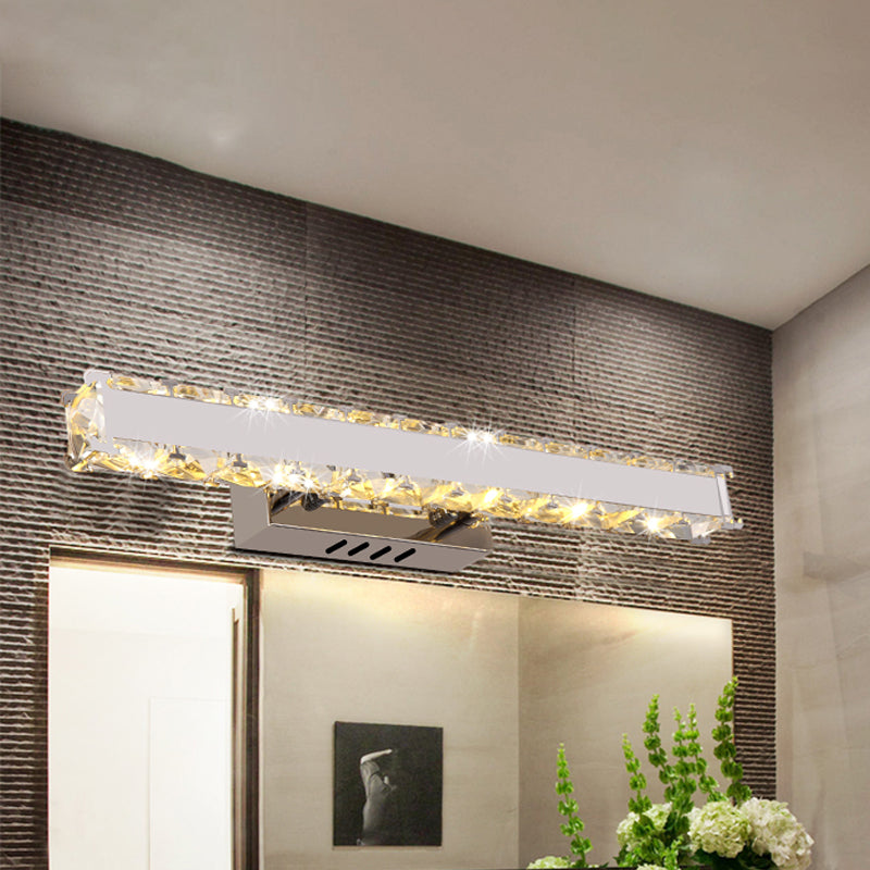 BowLift | 11.5"/16.5" Width Rectangular Vanity Mirror Light Modern Style Clear Crystal LED White Wall Sconce for Bathroom