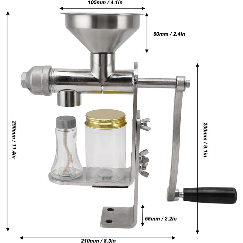 BowLift | Manual Oil Press Machine Household Stainless Steel Oil Extractor Machine for Nut Seed