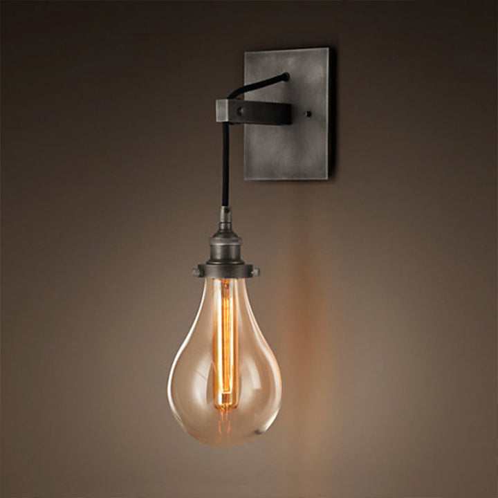 BowLift | Black Bulb Shade Wall Light Industrial Clear Glass 1 Light Living Room Wall Lights Fixture