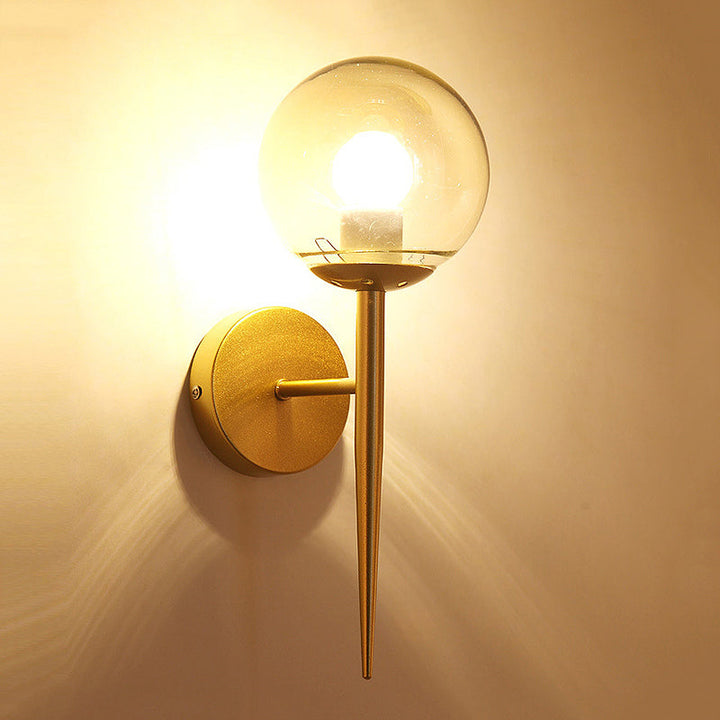 BowLift | Black/Yellow Round Wall Lighting Modern Clear Glass 1 Light Bedroom Wall Lamp Light