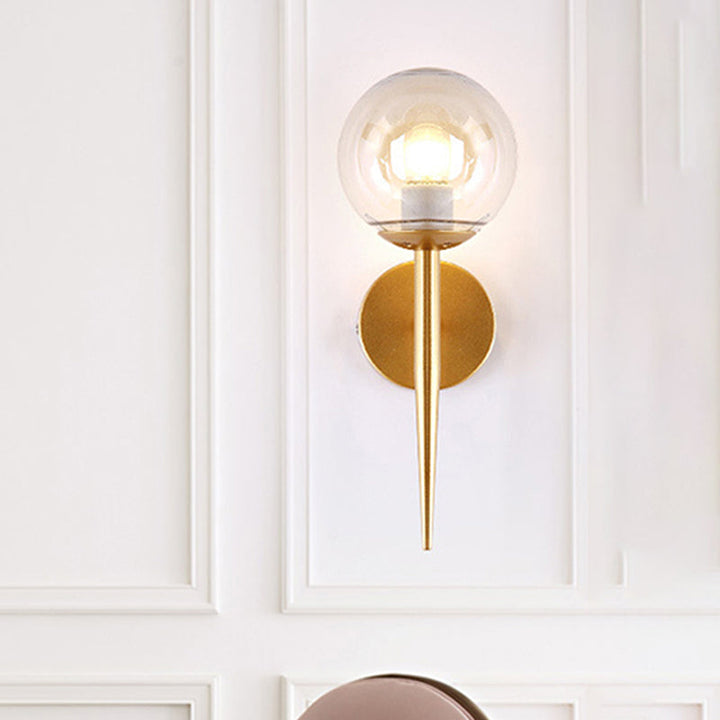 BowLift | Black/Yellow Round Wall Lighting Modern Clear Glass 1 Light Bedroom Wall Lamp Light