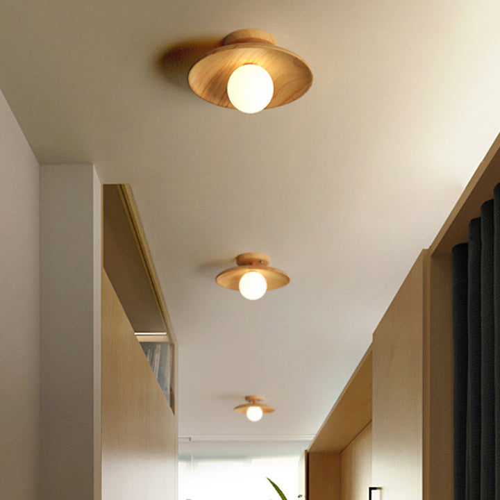 BowLift | TimberGlow Ceiling Lamp – Wood Modern Hall Lighting