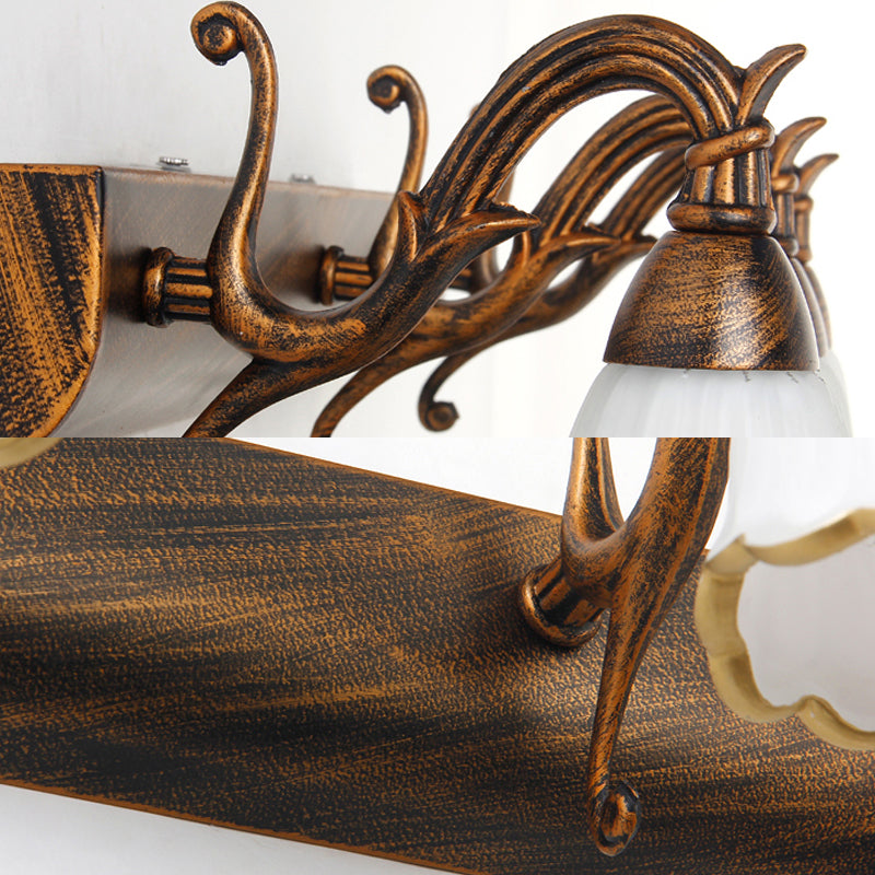 BowLift | Flower Bath Wall Light Classic Opal Glass 2/3/4 Lights Bronze/White Make-Up Lighting