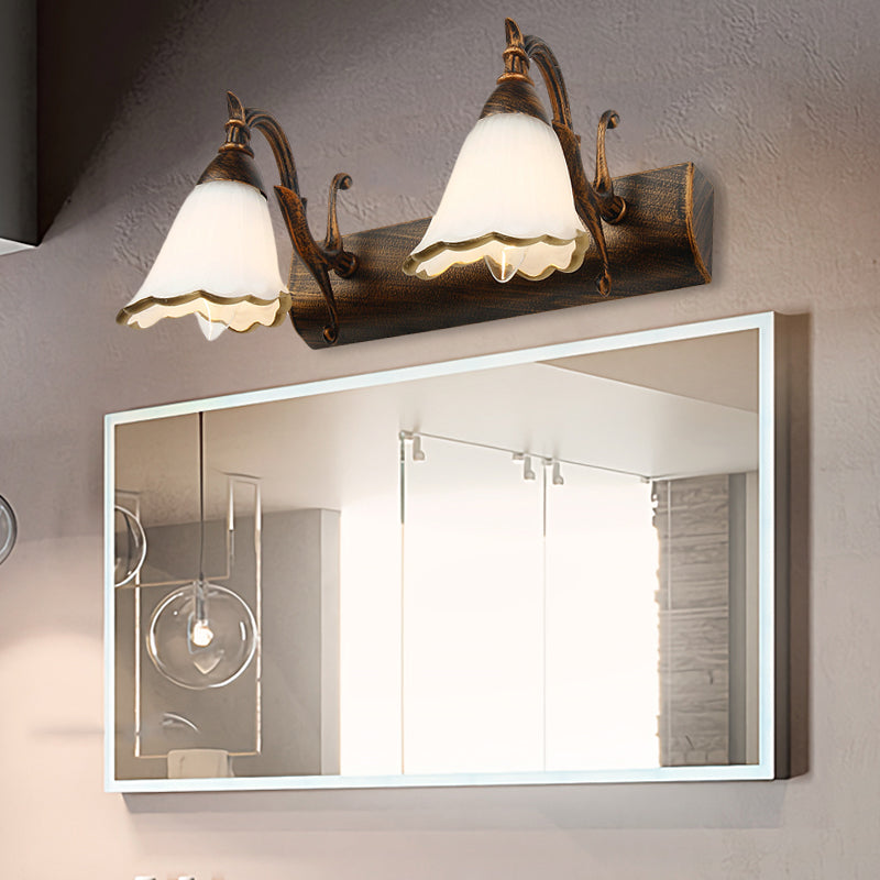 BowLift | Flower Bath Wall Light Classic Opal Glass 2/3/4 Lights Bronze/White Make-Up Lighting