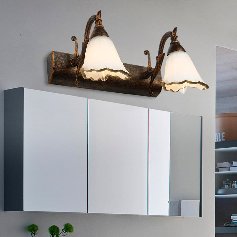BowLift | Flower Bath Wall Light Classic Opal Glass 2/3/4 Lights Bronze/White Make-Up Lighting