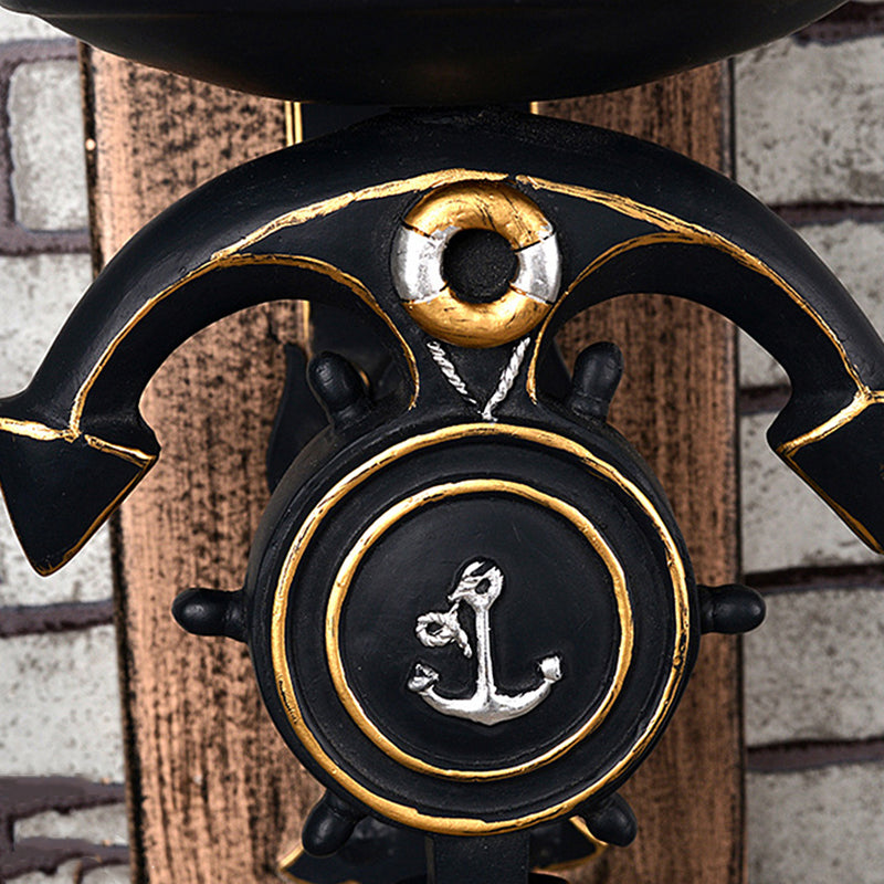 BowLift | Candlestick Wall Lamp Country Style Opal Glass 1/2-Light Black and Gold Wall Fixture with Resin Anchor Design