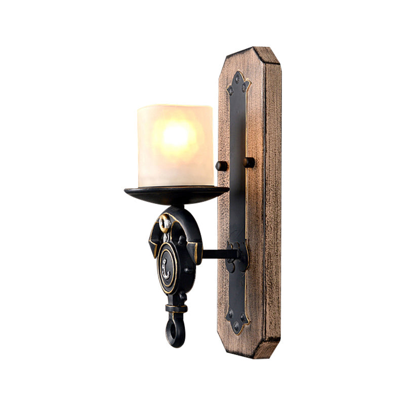 BowLift | Candlestick Wall Lamp Country Style Opal Glass 1/2-Light Black and Gold Wall Fixture with Resin Anchor Design