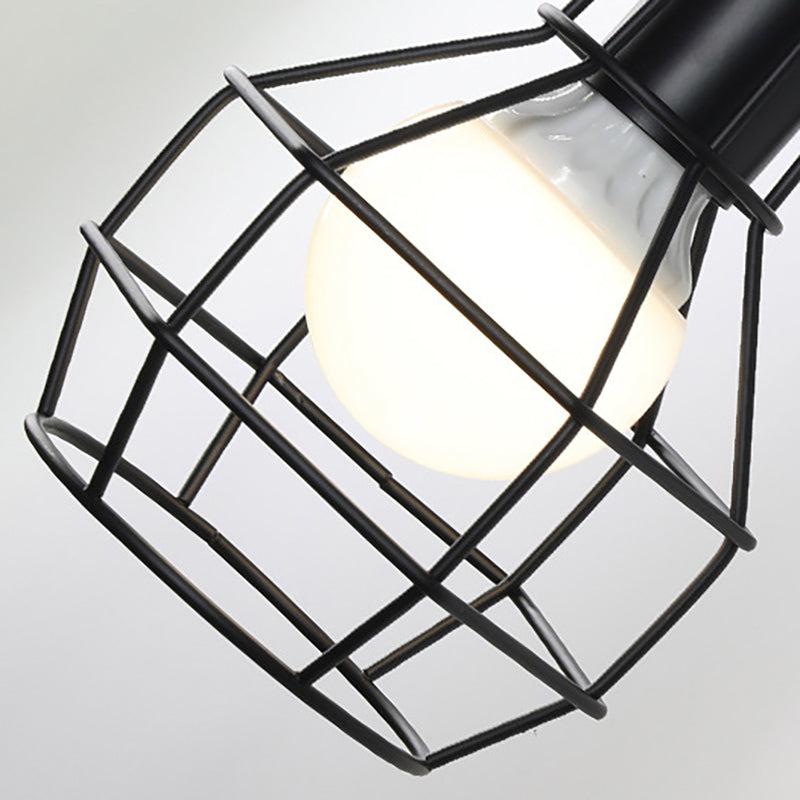 BowLift | Globe Bedroom Wall Light Lamp Metal 1 Head Industrial Style Rotatable Wall Lamp with Wire Guard in Black