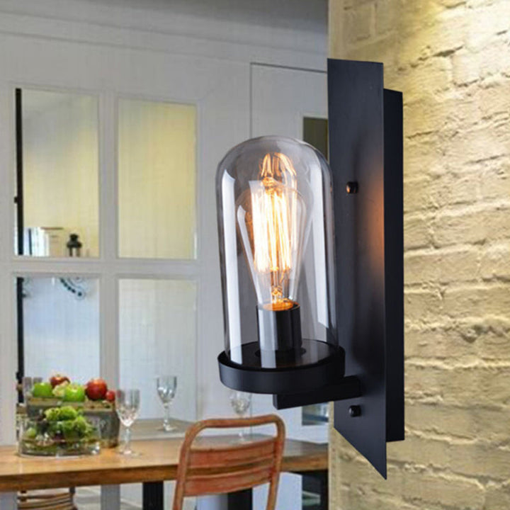 BowLift | Industrial metal wall lamp 1-head bar lamp with glass shade for bedroom living room