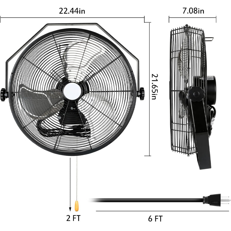BowLift | 18 Inch Wall Mount Fan 4300 CFM 3-Speeds High Velocity Wall Fan Industrial Wall Fan Barn Fan