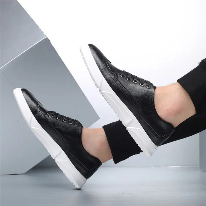Leather Brogue Sneakers with Rubber Sole
