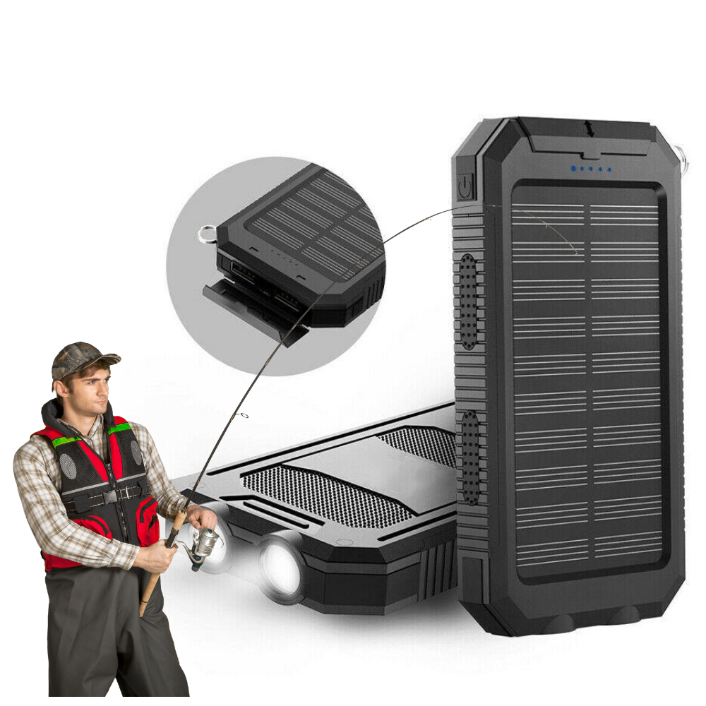 BowLift | Fishing Power Bank 50000 mah Waterproof Solar Charger | Fishing Battery Pack with USB-C Fast Charging & LED Light