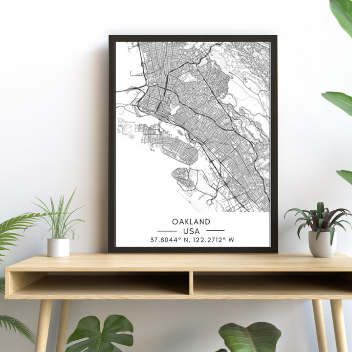 Oakland City Map - Canvas Wall Art Painting | Bowlift