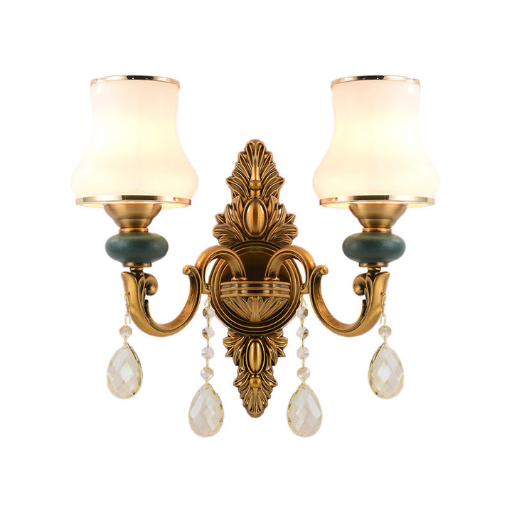 BowLift | Vase White Glass Wall Mount Light Nordic Living Room 1/2 Heads Brass Wall Lamp