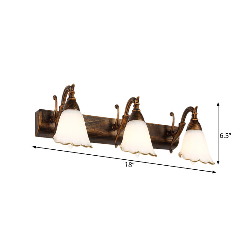 BowLift | Flower Bath Wall Light Classic Opal Glass 2/3/4 Lights Bronze/White Make-Up Lighting