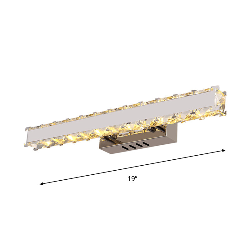BowLift | 11.5"/16.5" Width Rectangular Vanity Mirror Light Modern Style Clear Crystal LED White Wall Sconce for Bathroom