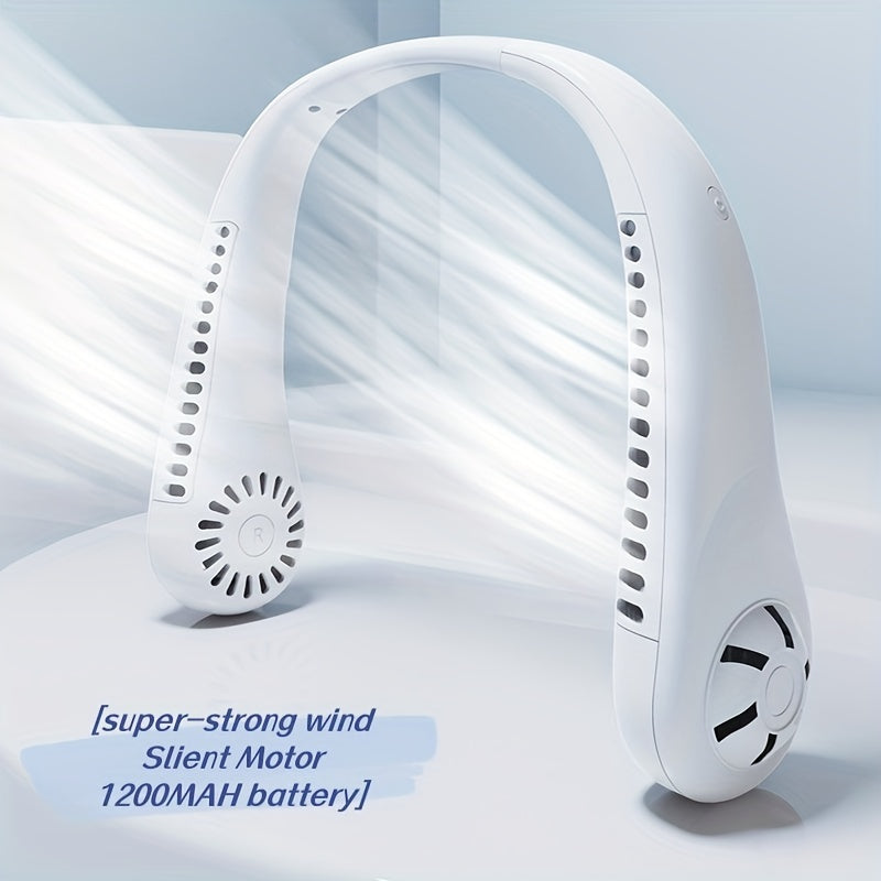 1pc Hands-Free Portable Neck Fan - Rechargeable, Leafless, and USB Powered - Perfect for Desk and Travel Use | Bowlift