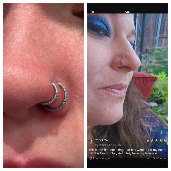 BowLift | Turquoise Accent Hinged Nose Ring