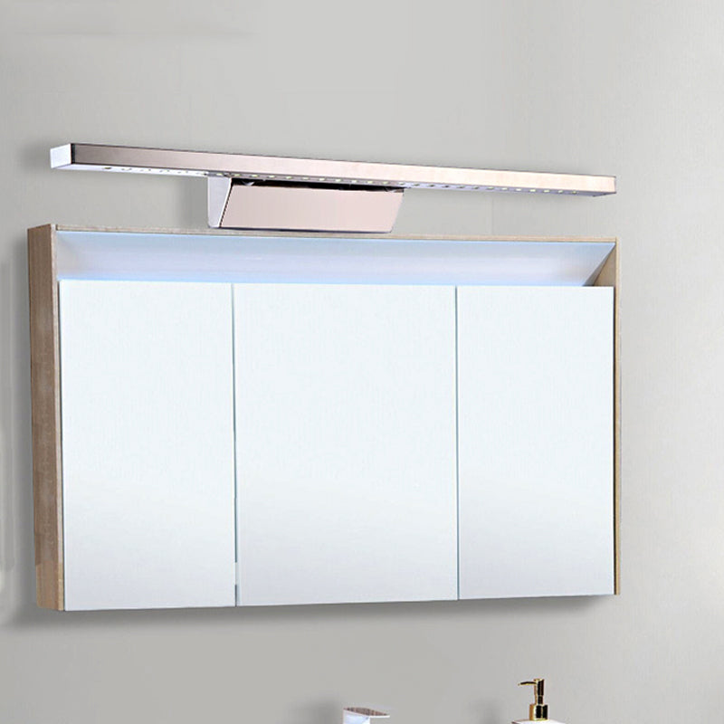 BowLift | Rectangular Interior Mirror Light Stainless Steel 16"/19.5" W LED Modern Wall-Mounted Light in Chrome, Warm/White Lighting