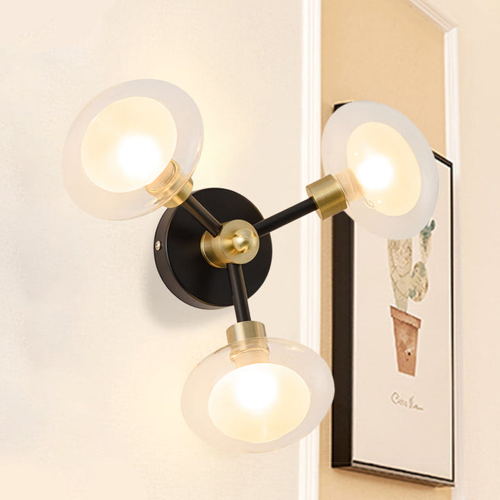 BowLift | Spherical Wall Lamp Contemporary Clear Glass 1/3-Light Black and Gold Wall Lamp