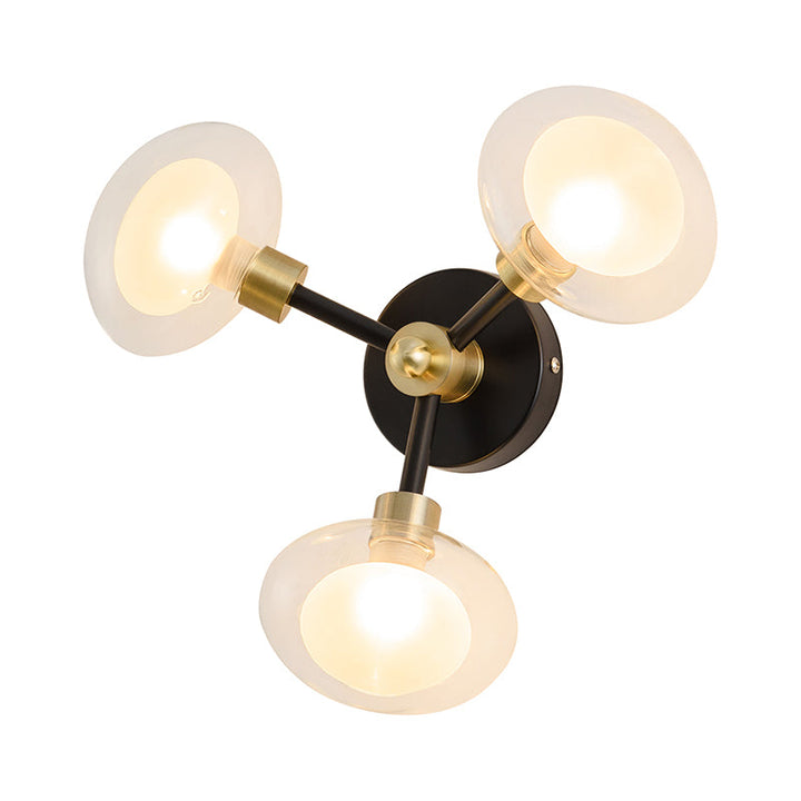 BowLift | Spherical Wall Lamp Contemporary Clear Glass 1/3-Light Black and Gold Wall Lamp