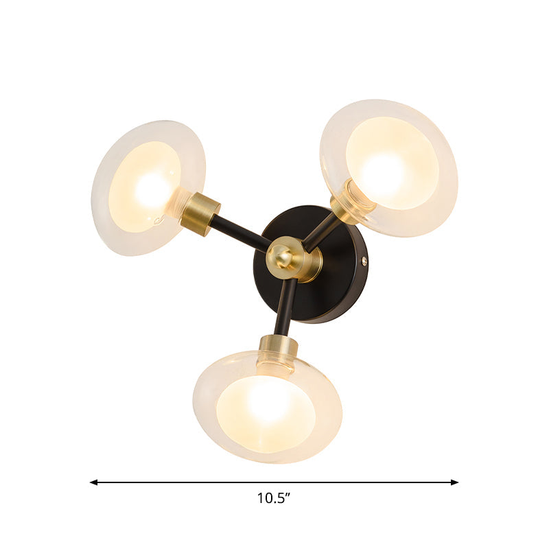 BowLift | Spherical Wall Lamp Contemporary Clear Glass 1/3-Light Black and Gold Wall Lamp