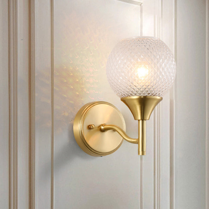 BowLift | Spherical prism glass wall lamp minimalist single light brass wall lamp