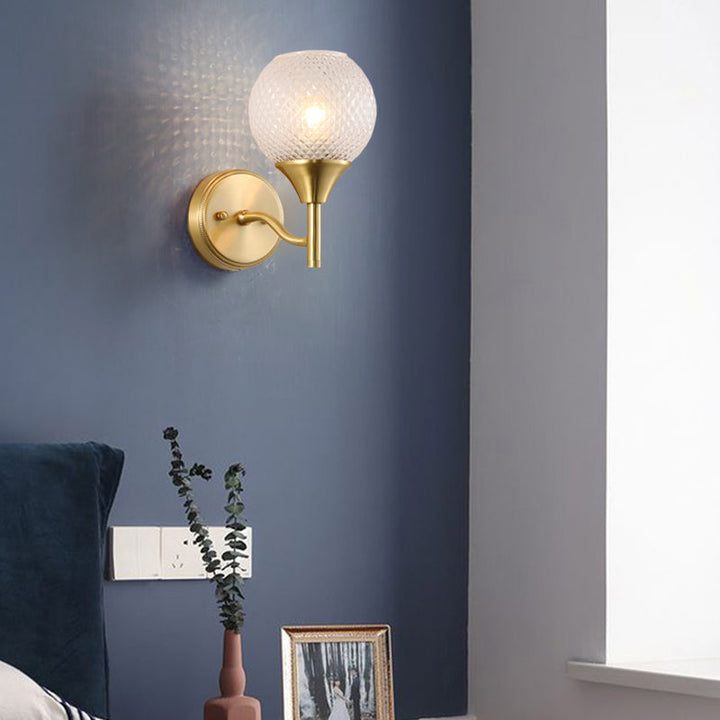 BowLift | Spherical prism glass wall lamp minimalist single light brass wall lamp