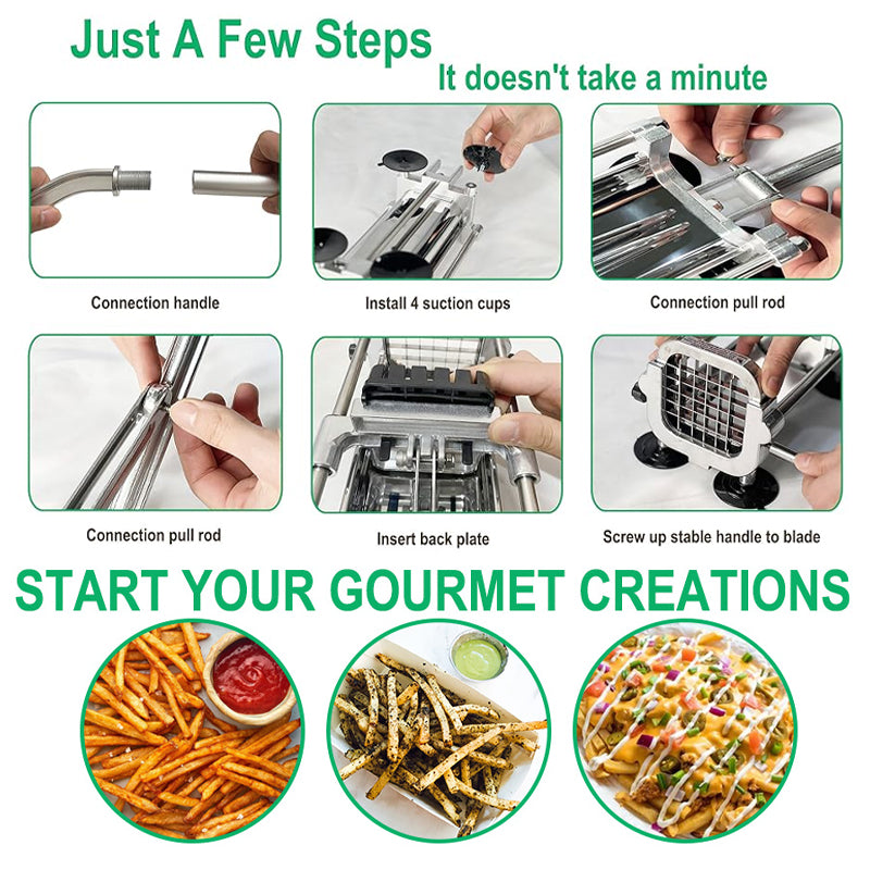 BowLift | Manual Potato Cutter with 1/2 Inch Blade Stainless Steel French Fry Cutter for Carrot Yam