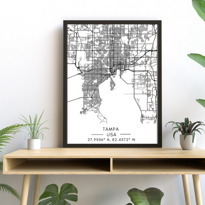 Tampa City Map - Canvas Wall Art Painting | Bowlift