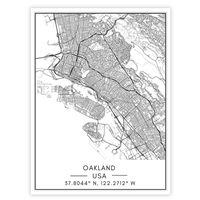 Oakland City Map - Canvas Wall Art Painting | Bowlift