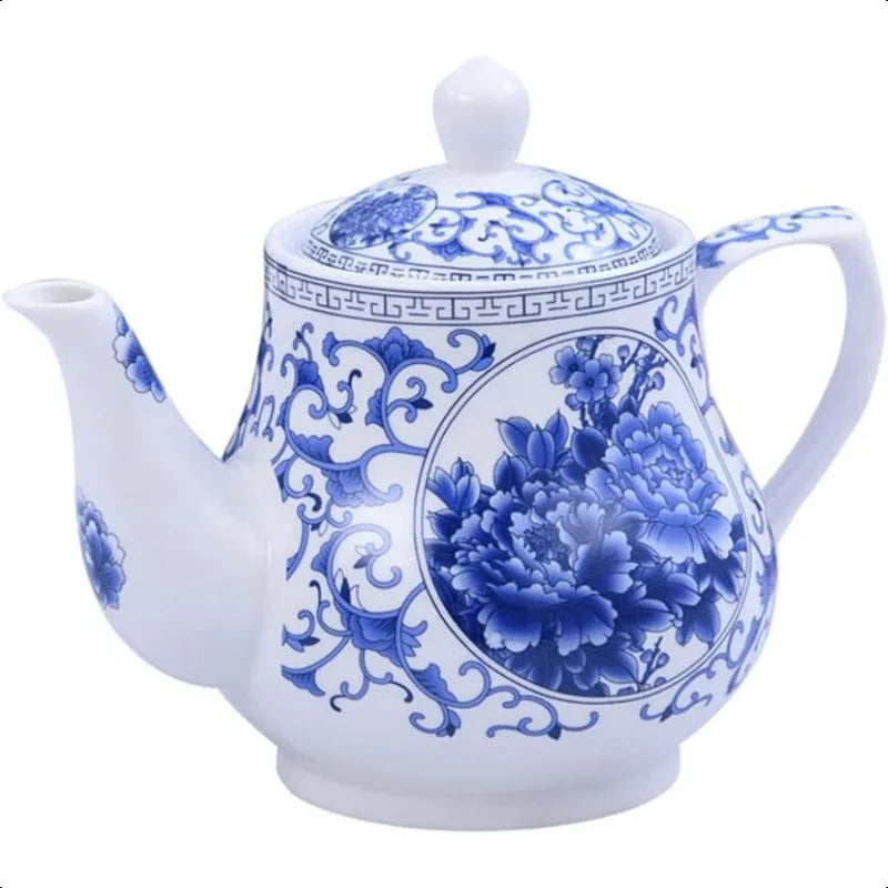 26oz Decorative Ceramic Teapot Blue and White Home or Office Teapot | Bowlift