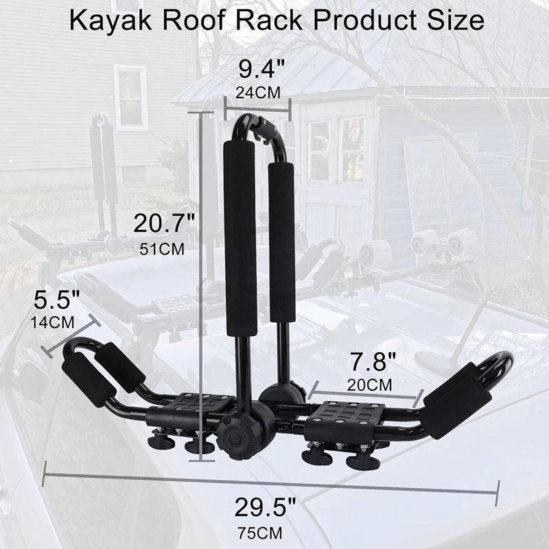 BowLift | Kayak Roof Rack 1 Pair J-Bar 2 Kayaks Roof Rack Mounting On SUV Car and Truck Crossbars