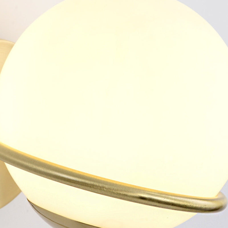 BowLift | Single Wall Mounted Spherical Wall Light Contemporary Matte White Glass Brass Wall Light Fixture
