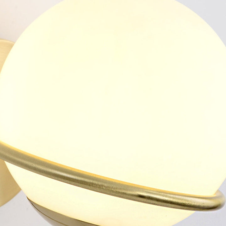 BowLift | Single Wall Mounted Spherical Wall Light Contemporary Matte White Glass Brass Wall Light Fixture