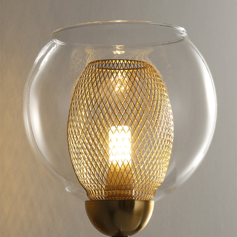 BowLift | Dual Cup Form Wall Mounted Lamp Modernist Simple Clear Glass and Metallic Wall Sconce in Black/Gold