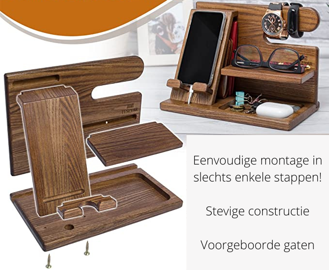 WoodDock – Stylish Wooden Organizer for Devices Bowlift