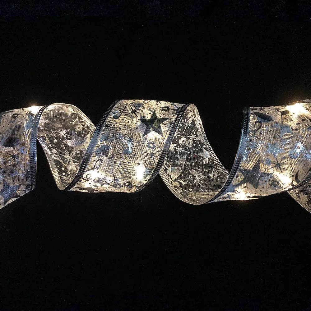 BowLift | LED Lights Hot Stamping Double-layer Ribbon Christmas Decorations