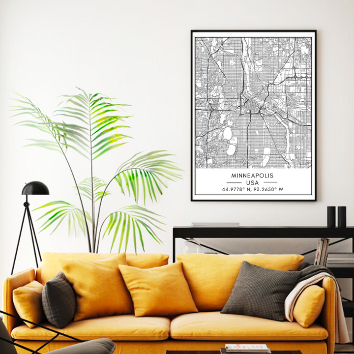 Minneapolis City Map - Canvas Wall Art Painting | Bowlift