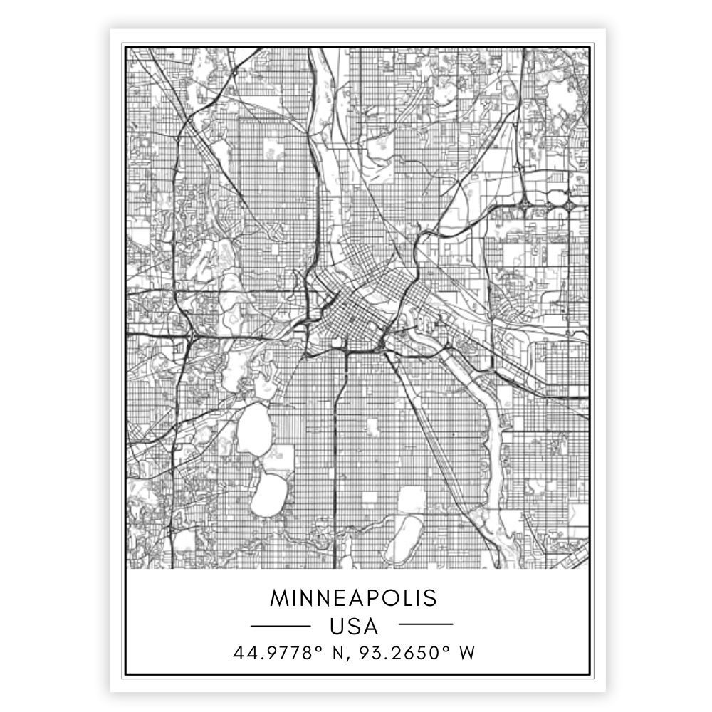 Minneapolis City Map - Canvas Wall Art Painting | Bowlift