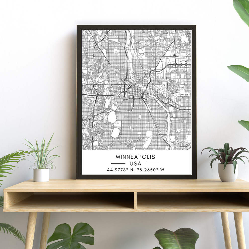Minneapolis City Map - Canvas Wall Art Painting | Bowlift