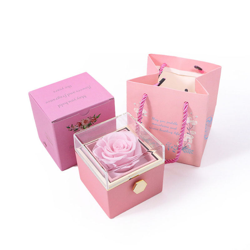 BowLift | [Ideal Gift] Eternal Rose Box - With engraved necklace & artificial rose