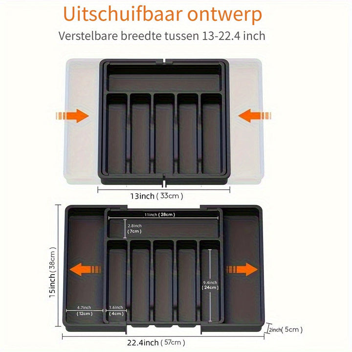 Extendable cutlery tray 33–57 cm | Bowlift