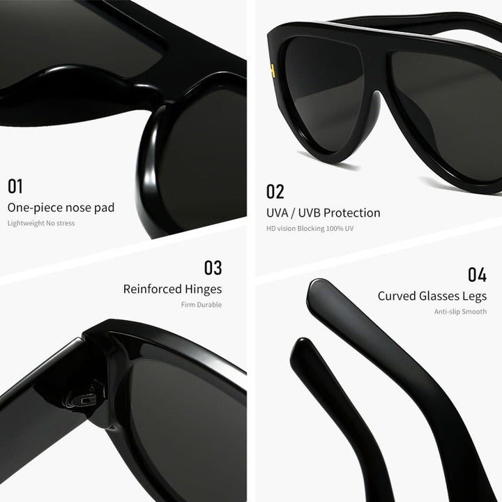 Oversized UV400 Aviator Sunglasses Bowlift