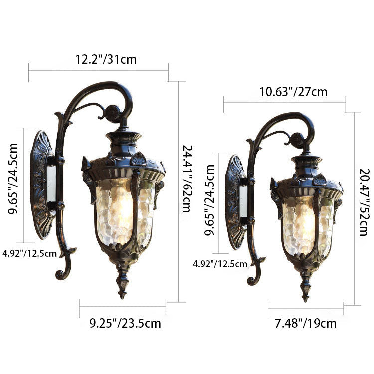 Traditional European Cylinder Lantern Aluminum Glass 1-Light Outdoor Wall Sconce Lamp For Outdoor Patio | Bowlift