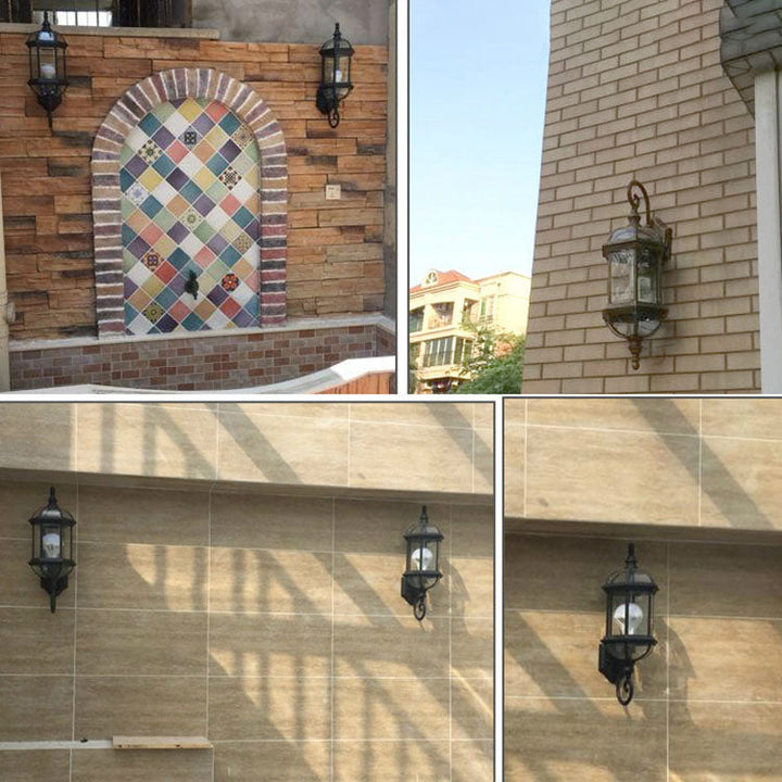 Traditional Vintage Waterproof Hexagonal Aluminum Glass 1-Light Outdoor Wall Sconce Lamp For Garden | Bowlift